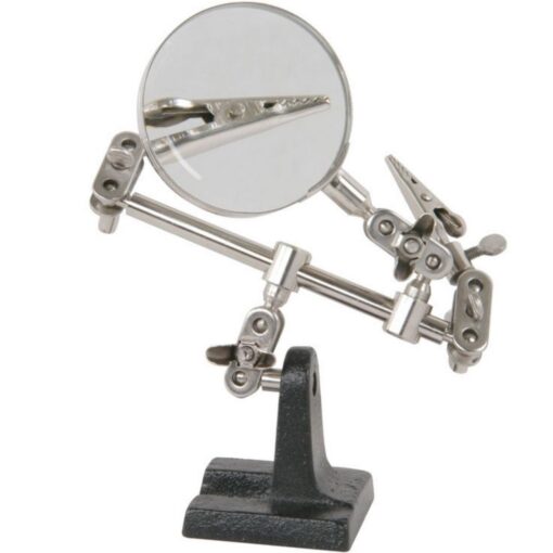 Third Hand with Magnifier, Helping Hand Tool with Adjustable Joints, 2 x Crocodile Clips, and 60mm Magnifying Glass Lens for Solde...