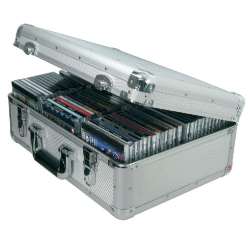 Citronic  Aluminium Metal CD Storage Box Flight Carry Case - Holds 80 - Secure Lock 2 Keys