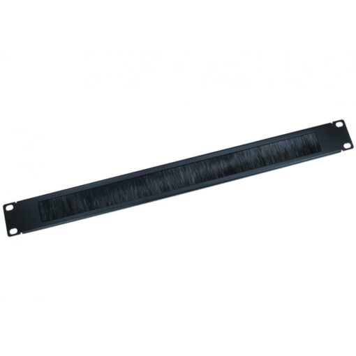 19 Inch Brush Strip Cable Management Panel, Sturdy 1U Rack Mount Brush Plate with Black Bristles