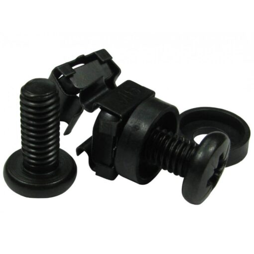 50x Cage Nut M6 (6mm) Mounting Screws for Server Rack Cabinet Rack Mount Bolts 50pcs - Black