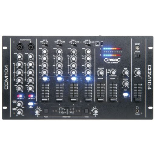 Citronic CDM10:4 MK5 4 Channel USB DJ Mixer 17 Input 19" Rack Mount Professional
