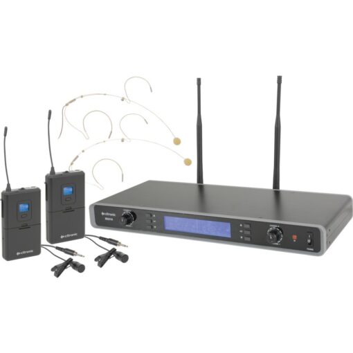 Citronic RU210-N Dual Multi-UHF Neckband/ Tie Clip Lavalier Microphone System