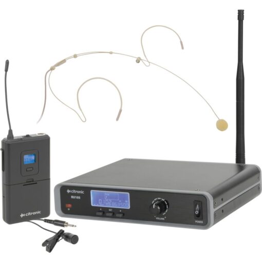 Citronic RU105-N Multi-UHF Neckband Tie Clip Lavalier Wireless Microphone System