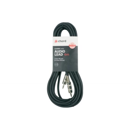 6m Chord Classic Audio Leads 3.5mm TRS Jack Plug to 3.5mm TRS Jack Plug