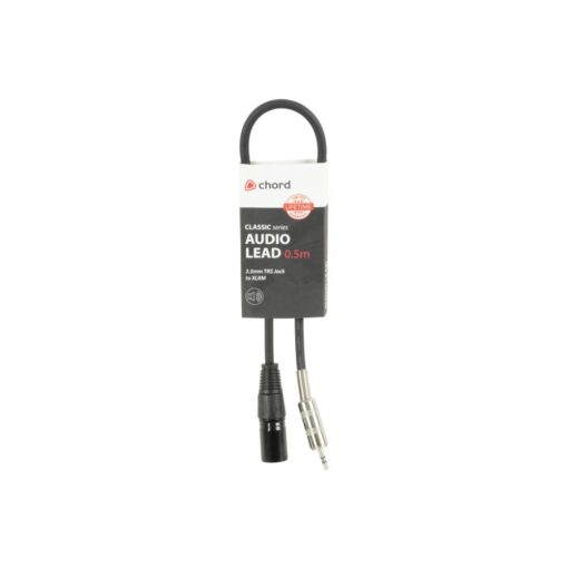 0.5m Chord Classic Audio Lead Cable 3.5mm TRS Jack Plug to 3 Pin XLR Male Balanced