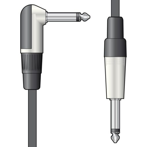 Chord 3m Essential Guitar Leads Right Angled 6.35mm Mono Jack Plug - 6.35mm Mono Jack Plug
