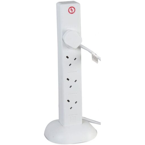 8 Gang Way 2m Metre 13A Mains Surge + 2x USB Extension Socket Cable Lead White