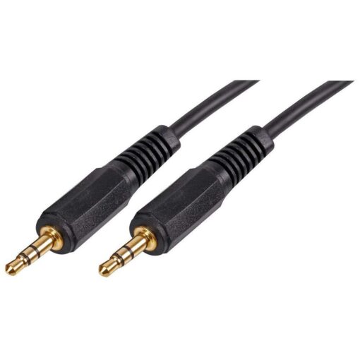 Aux 3.5mm to 3.5mm Stereo Jack Plug to Plug Lead 2m Gold Plated Black
