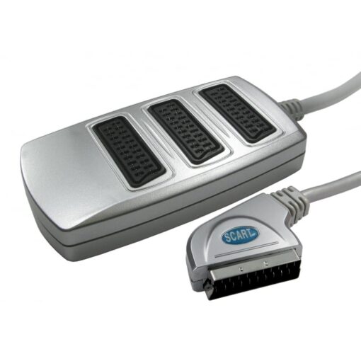 Scart Lead TV Switch Box 3 Way Cable Wire Signal Splitter Cable Adapter Silver