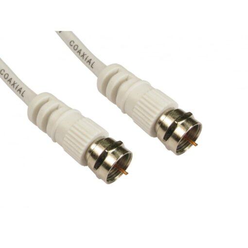 0.5m F Type Connector Lead Cable Coaxial with F Connectors - White