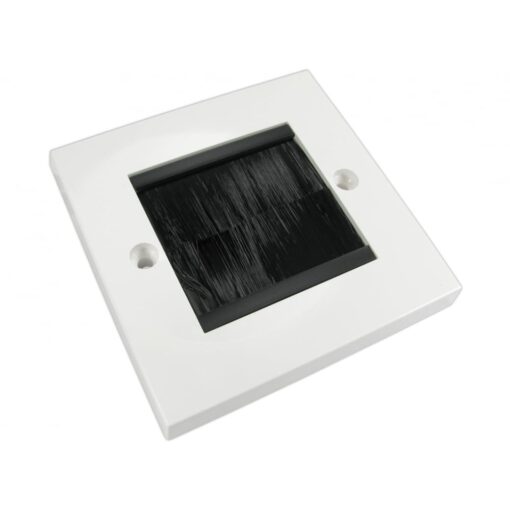 Black Single 1 Gang Brush Wall Outlet Cable Entry Plate Tidy Mount Wallplate