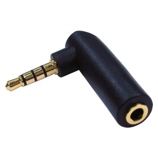 3.5mm Male To Female 90 Degree Right Angled Audio Adapter Jack Plug 4 Pole Connector Gold Plated