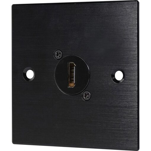 Black Wall Face Plate Electrical AV Slim Series 1 x HDMI 90 Degree Feedthrough Wall Plate Metal