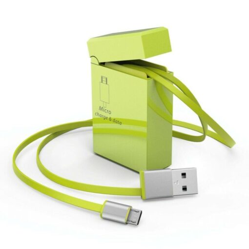 75cm Retractable Micro USB Data & Sync Charger Charging Cable - Green