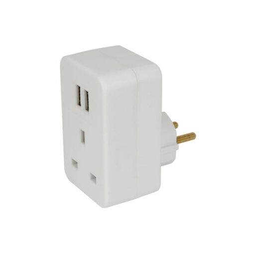 EU Universal Travel Adapter Converter With Dual USB Charger EU to UK Plug