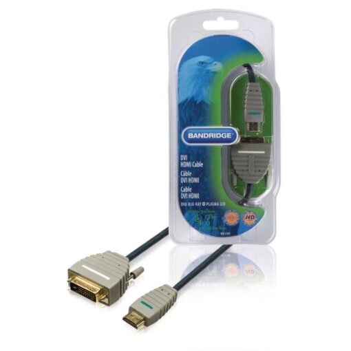 Bandridge 1m Oxygen Free Copper 24K Gold Connectors DVI-D 24+1pin to High Speed HDMI Cable