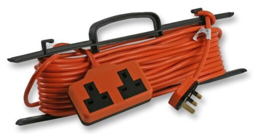 Ex-Pro 15m Orange Garden Extension Lead with Carry Handle, Twin Socket