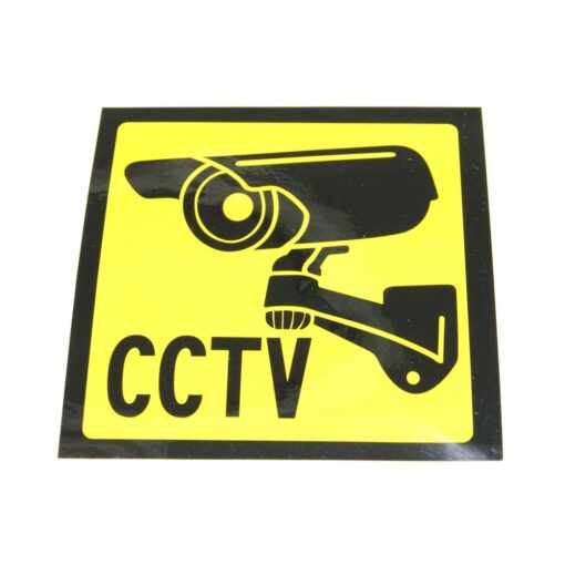 CCTV Warning Sticker Bright Yellow 10cm x 10cm Quality self adhesive vinyl