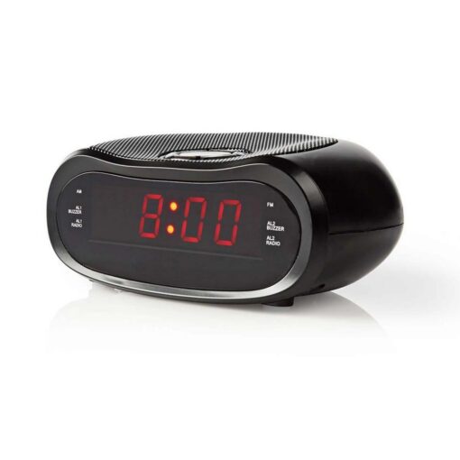 Digital Alarm Clock Radio, 0.6" LCD Display with Sleep and Snooze Function, Dual Alarm, and 20 Presets - Black