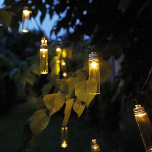 Outdoor Solar String Lights with 14 Warm White LED Real Glass Test Tube Mason Jars