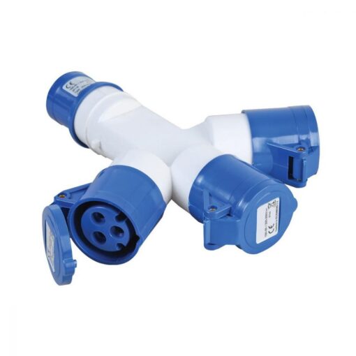 3 Way Splitter 16A 230V 3 Pin IP44 2P+E Plug Connector Socket for Camp Site Camping Caravan Motorhome