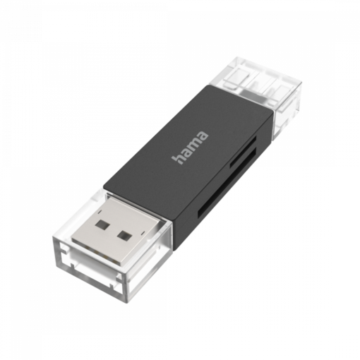 Hama USB 3.1 Card Reader, SD/microSD, USB 3.1 Type-C, USB 3.0 Type-A, grey