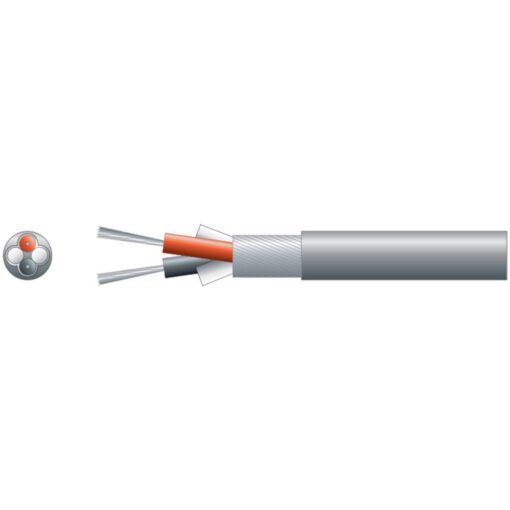 100m Grey 5mm 2 Core Round Overall Lap Screen Speaker Cable