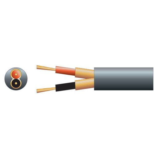 100m Black 6.5mm 2 Core Individual Lap Screen Speaker Cable