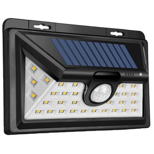 Outdoor Solar 34 LED Security Light with PIR Sensor, Black - IP65