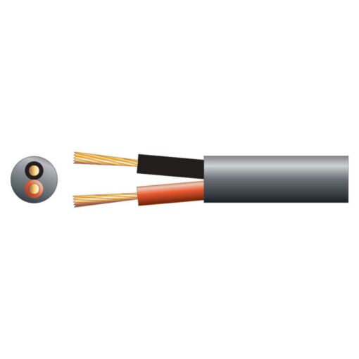 100m Black 100V Heavy Duty Insulated Line Speaker Cable 2 x 1.15m 7.8mm 15A