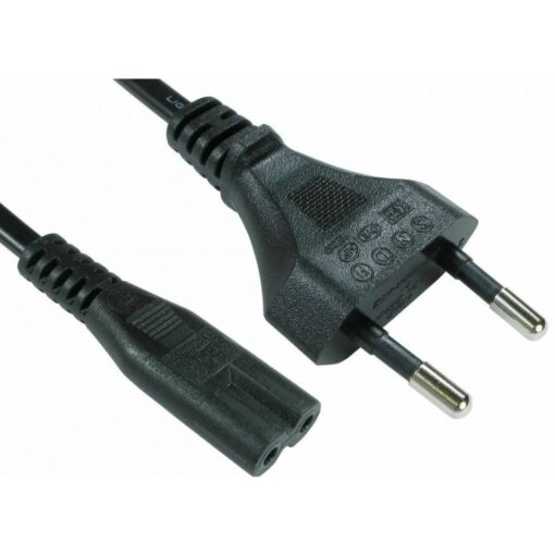 2m Figure 8 Eight Mains Power Lead Cable C7 to European 2 Pin Mains