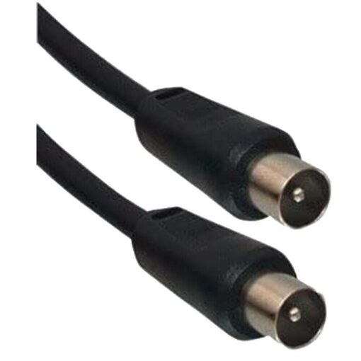1.8m TV Ariel Cable Lead Connector Male to Male - Black
