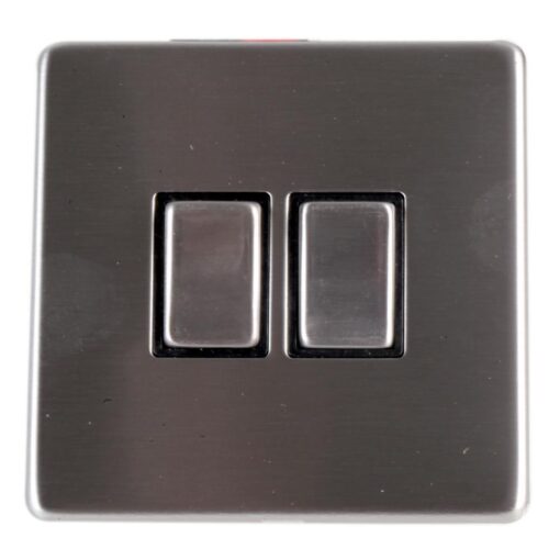Screwless Light Switch Wall Plate, 2 Gang, 2 Way, 10AX 250V, Stainless Steel