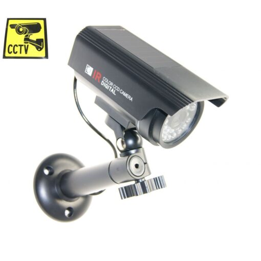 Ex-Pro® Black SOLAR Bullet Mini Dummy Fake CCTV Security Camera with Solar panel for flash LED
