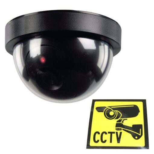 Ex-Pro® Black Dummy Fake CCTV Security Dome Camera With built-in Flashing LED