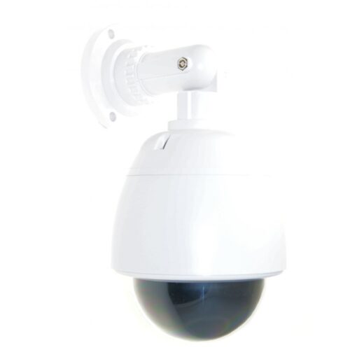 White Dummy Fake CCTV Security PTZ Dome Camera with LED that lights up in the dark