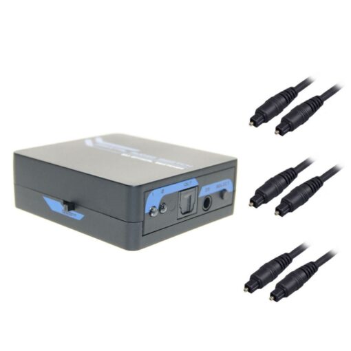 Ex-Pro AV-Pro 2 Way TosLink Digital Optical Audio Switch with Remote with 3 x 2m Optical Cables.