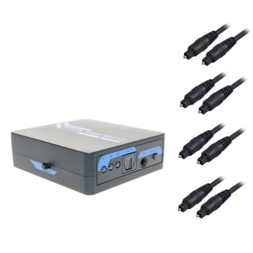 Ex-Pro AV-Pro 3 Way TosLink Digital Optical Audio Switch with Remote with 4 x 2m Optical Cables.