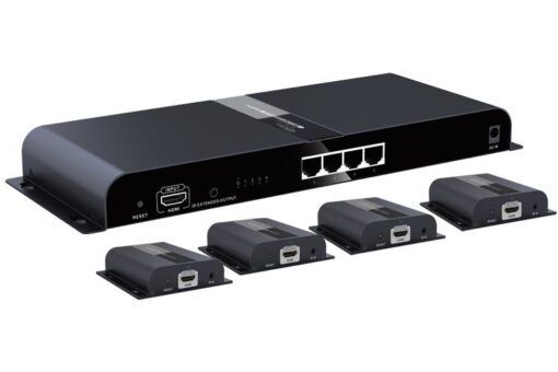 Ex-Pro® AV-Pro 4 Way HDMI  [1 Input 4 Output] Distributor with 4x 120m Micro Extenders HDbitT 1080p Over Single Cat5/Cat5e/Cat6 wi...