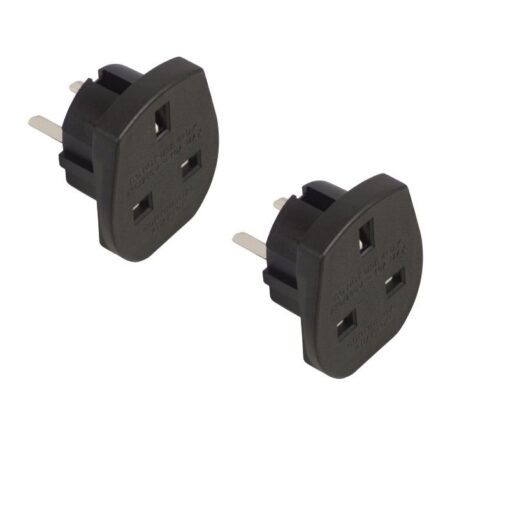 Ex-Pro® [2 PACK] Travel Adapter Converts UK Plugs Plug to 2 pin (Flat) Converts - USA/Canada/Australian to UK 3 Pin Socket [BLACK]