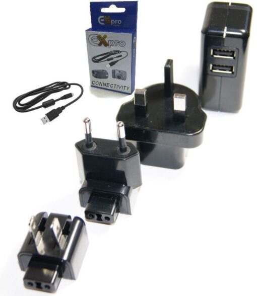 USB Digital Camera Data Connection / Synch cable Sony 5 Pin USB 2.0 Cable and Worldwide AC-UB10 USB Charger