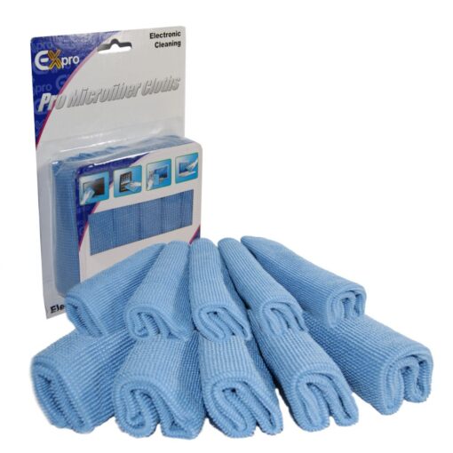 Ex-Pro Optical Microfibre Screen/Lens Cleaning Cloth for Plasma/LCD/TFT/Camera/Tablet/iPhone/iPad (Pack of 10)