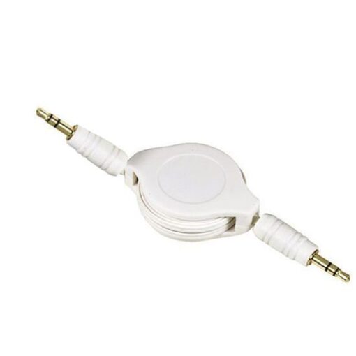 Ex-Pro® White Retractable Cable, 3.5mm Jack to 3.5mm Jack [Gold plated]