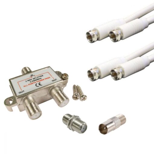 Ex-Pro 2 Way Splitter Kit for Cable TV CATV Starview NTL Virgin Media DBox2 etc