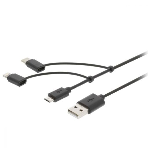 Nedis 3-in-1 Sync and Charge Cable | USB A Male - Micro B Male / Type-C Male / Apple Lightning 8-pin Male | 1.0 m | Black