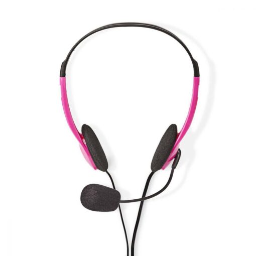 Headset On Ear Stereo 2x 3.5mm Wired with Microphone Headphones Mic - Pink