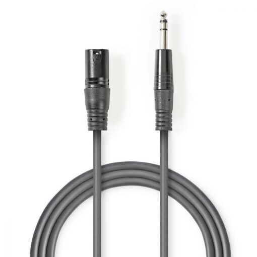 Balanced XLR Audio Cable | XLR 3-Pin Male - 6.35 mm Male | 5.0 m | Grey