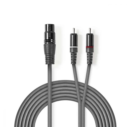Nedis XLR Audio Cable | XLR 3-Pin Female - 2x RCA Male | 1.5 m | Grey