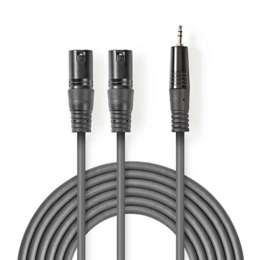 XLR Audio Cable | 2x XLR 3-Pin Male - 3.5 mm Male | 1.5 m | Grey