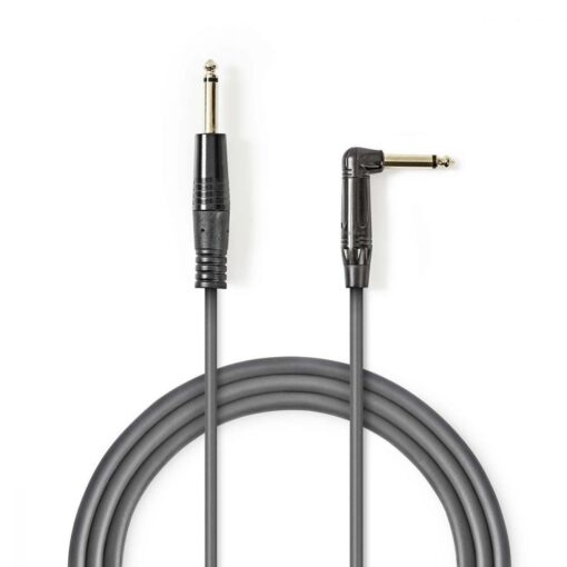 Unbalanced Audio Cable | 6.35 mm Male - 6.35 mm Male Angled | 1.5 m | Grey